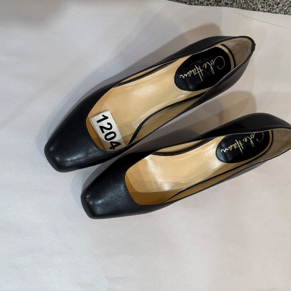 Cole Haan Nike Air Collab Black Leather Pump Kitten Heel Square Toe Size 8AA - Picture 13 of 13